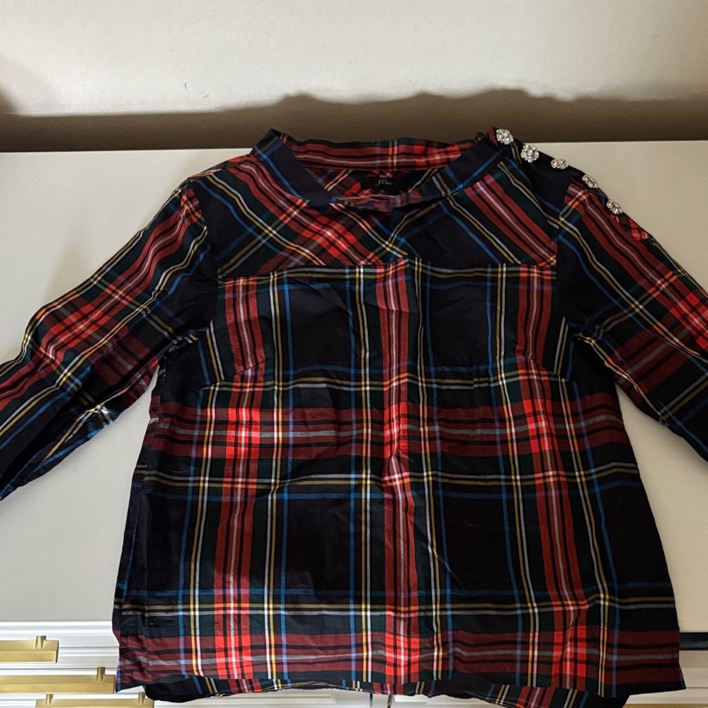 J. Crew Women's Plaid Button Down Shirt - Red and Blue
